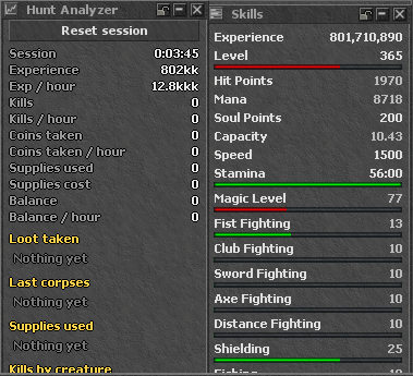 The Hunt Analyzer window