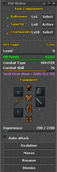 The Pet Status window
