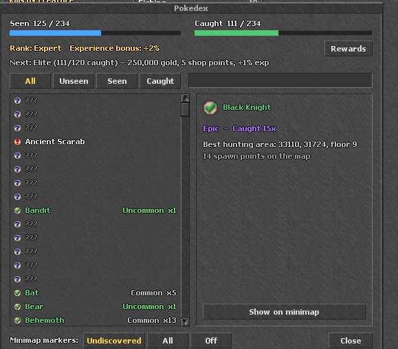 The Pokédex window
