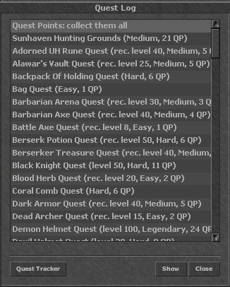 The Quest Log window