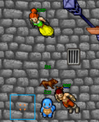 A Squirtle companion named Fren standing next to its trainer